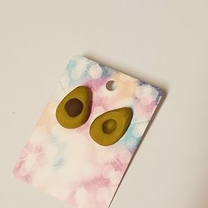 Handmade avocado stud earrings